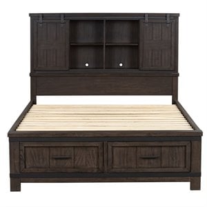 Thornwood Hills Dark Gray Queen Bookcase Bed
