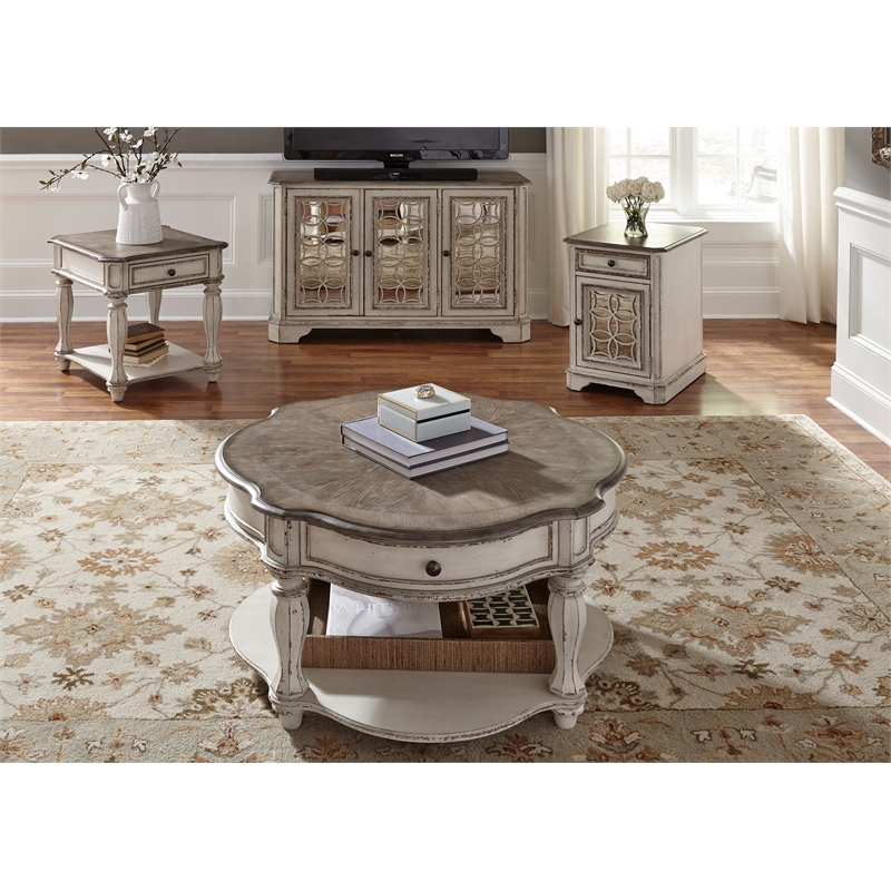 Magnolia Manor White 3 Piece Set (1-Cocktail 2-End Tables)