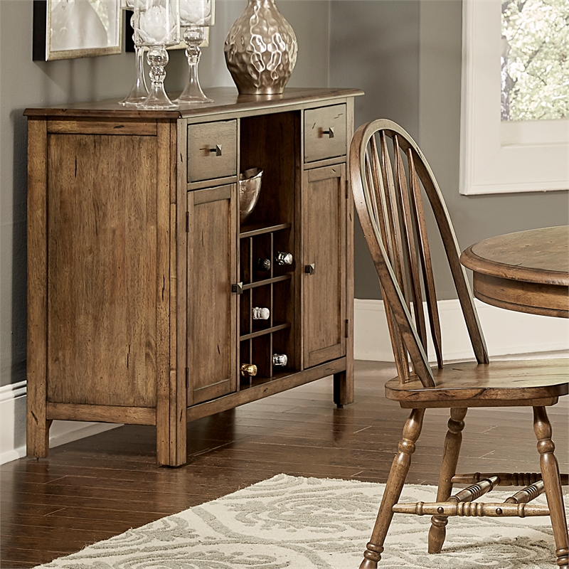 Liberty Furniture Solid Rubber Wood Dining Server in Antique Honey