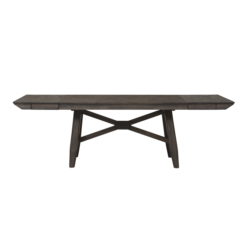 Double Bridge Dark Brown Optional 6 Piece Trestle Table Set