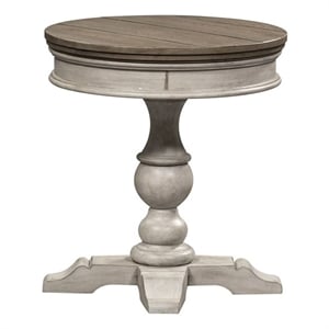 Heartland Off White Wood Round Pedestal Chair Side Table