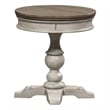 Heartland Off White Wood Round Pedestal Chair Side Table