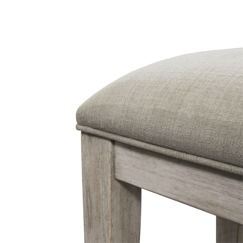 Heartland Off White Wood Upholstered Console Stool