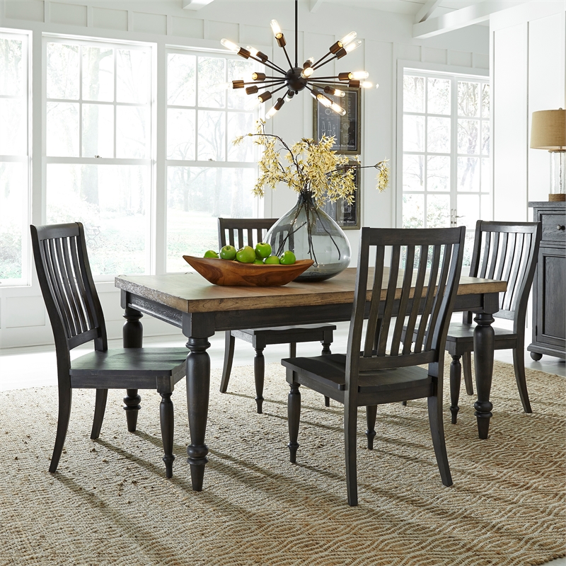 Harvest Home Black Slat Back Side Chair (RTA)-Set of 2