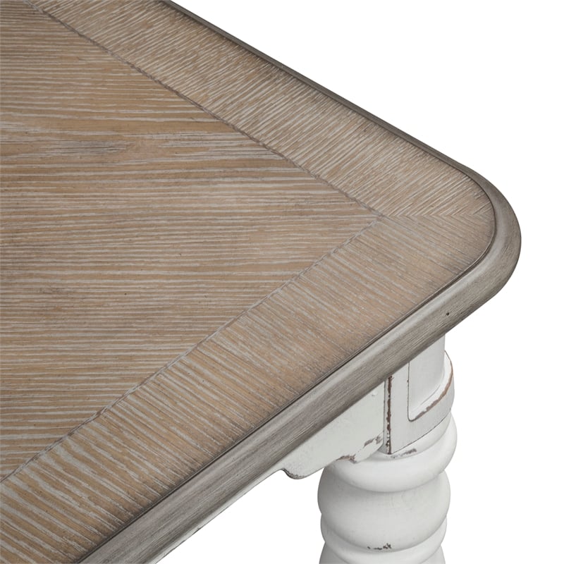 Liberty Furniture Magnolia Manor Leg Table - Antique White/Brown