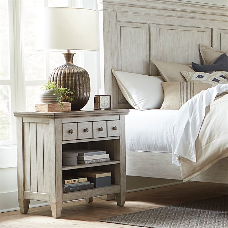 Liberty Furniture Heartland Night Stand w/ Charging Station - Antique White