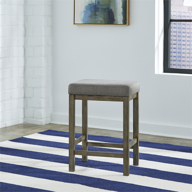 Liberty Furniture Hayden Way Upholstered Console Stool in Medium Gray