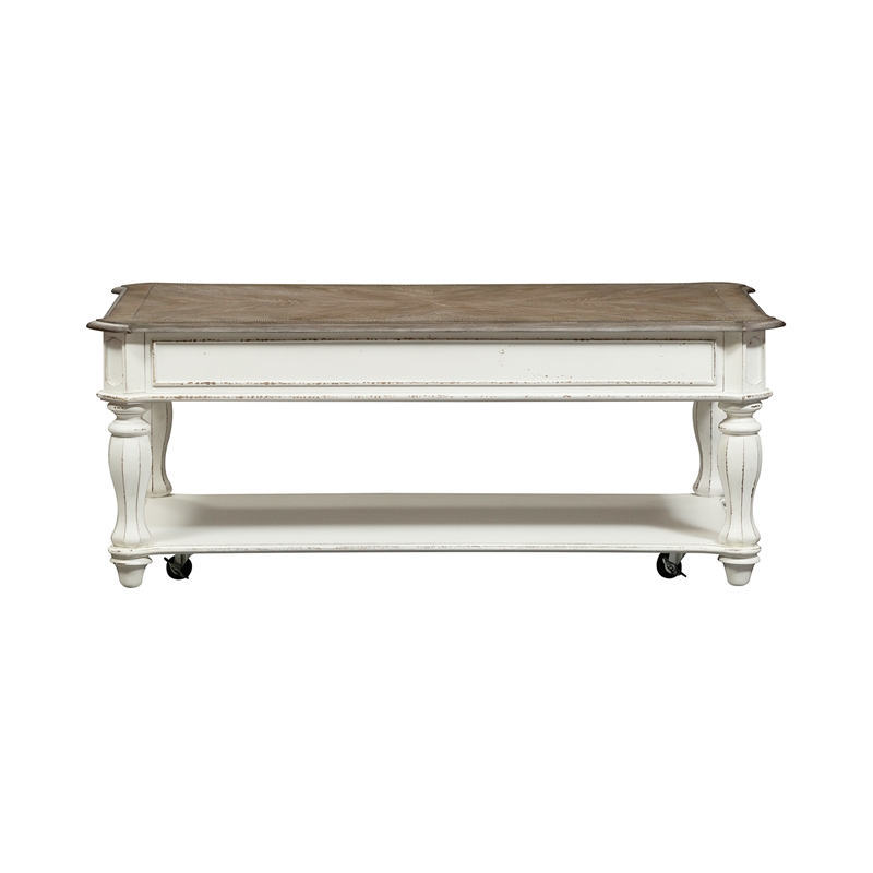 liberty furniture magnolia manor lift top cocktail table - antique white
