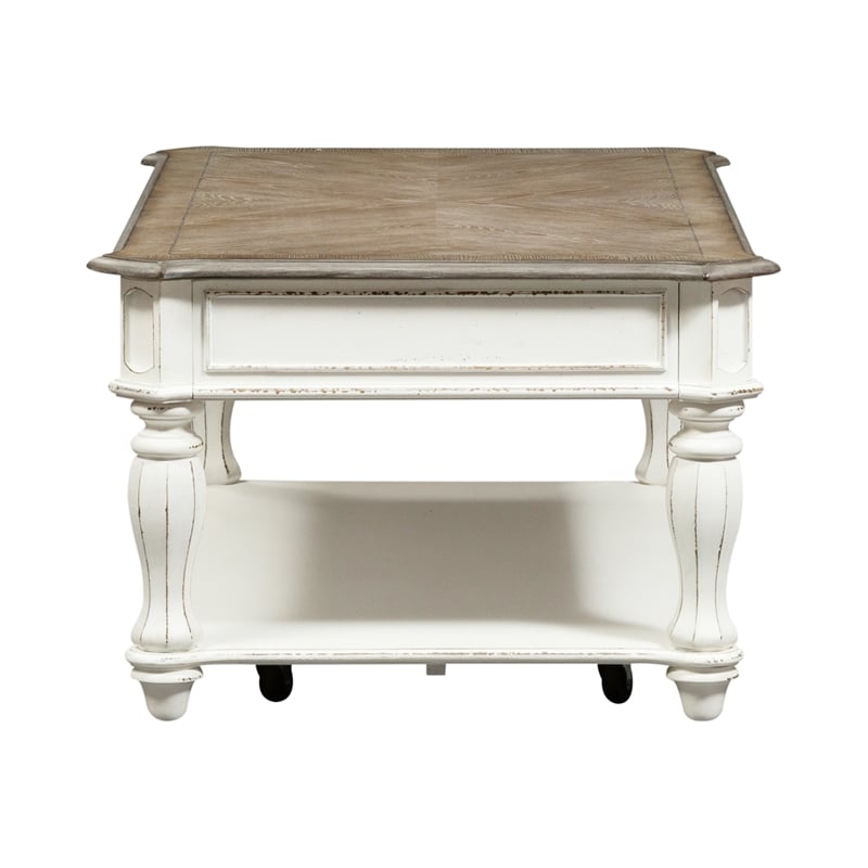 liberty furniture magnolia manor lift top cocktail table - antique white