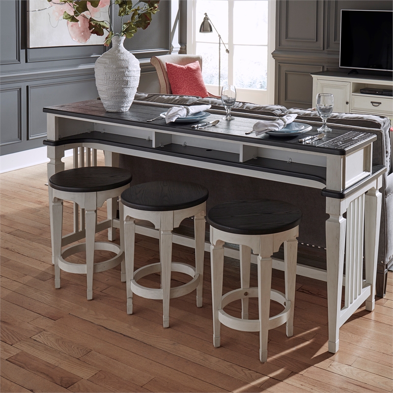 Allyson Park White Console Stool with Footrest