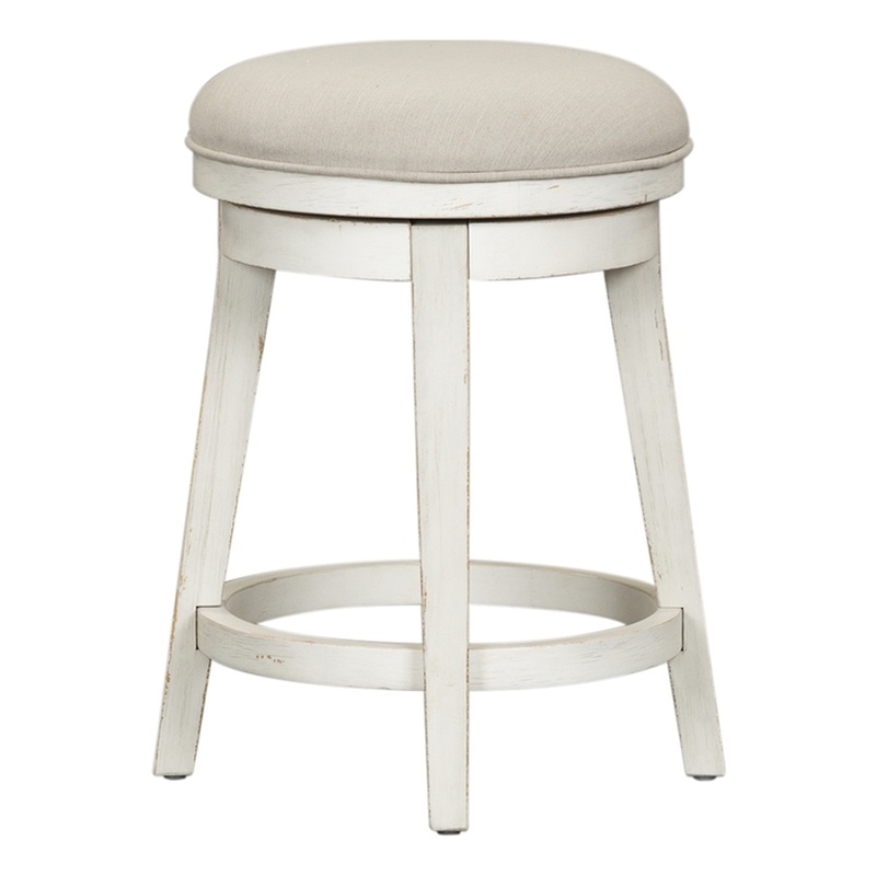 Modern Farmhouse Flea Market White Console Swivel Stool