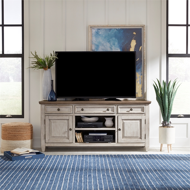 Liberty Furniture Heartland 66 Inch Tile TV Console - Antique White