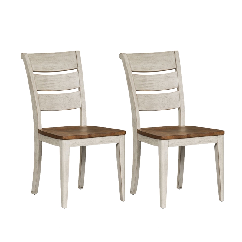 Farmhouse Reimagined White Ladder Back Side Chair (RTA)-Set of 2