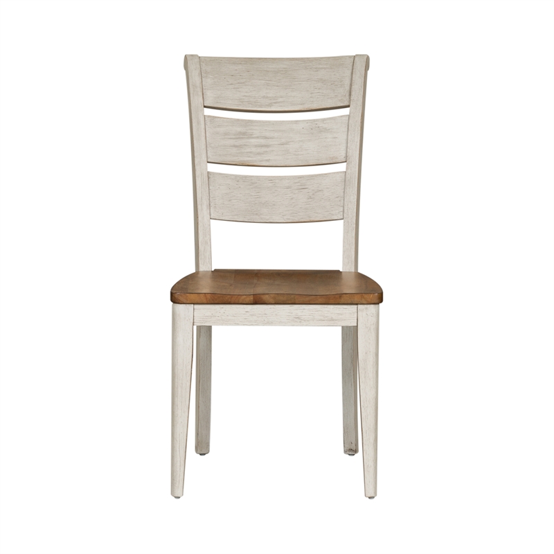 Farmhouse Reimagined White Ladder Back Side Chair (RTA)-Set of 2