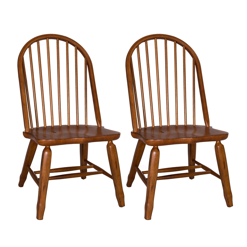 Treasures Medium Brown Bow Back Side Chair -  Oak-Set of 2