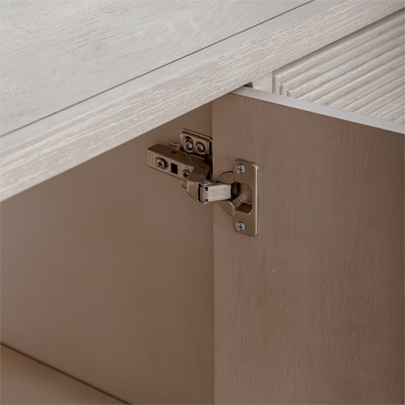 Kinsley 4 Door Accent Cabinet - Washed Taupe & Silver Champagne