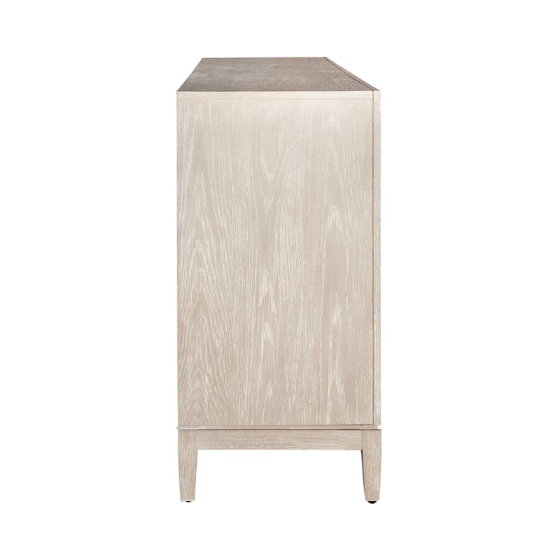 Kinsley 4 Door Accent Cabinet - Washed Taupe & Silver Champagne