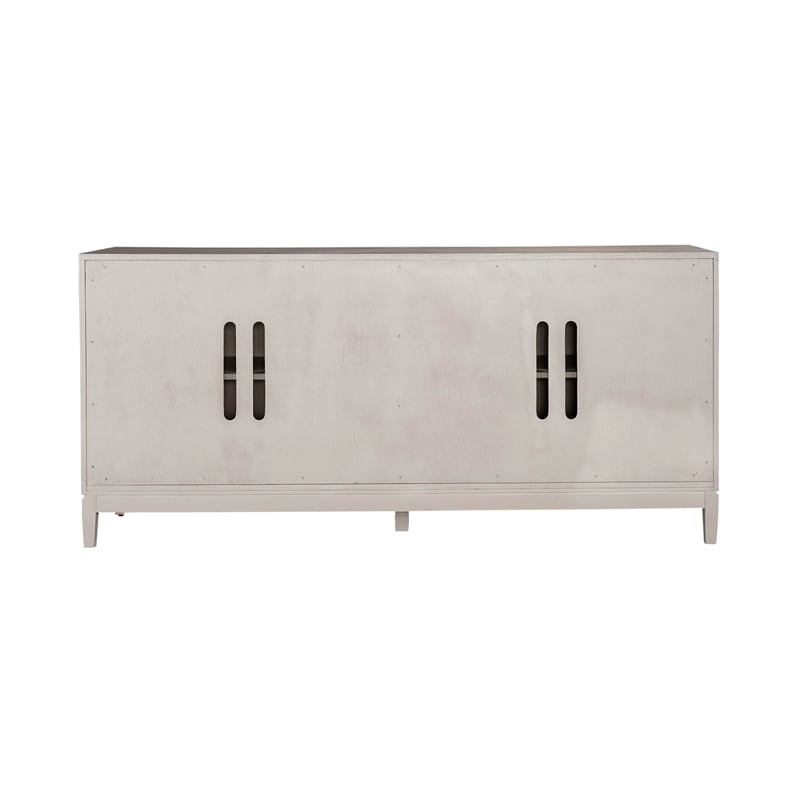 Kinsley 4 Door Accent Cabinet - Washed Taupe & Silver Champagne