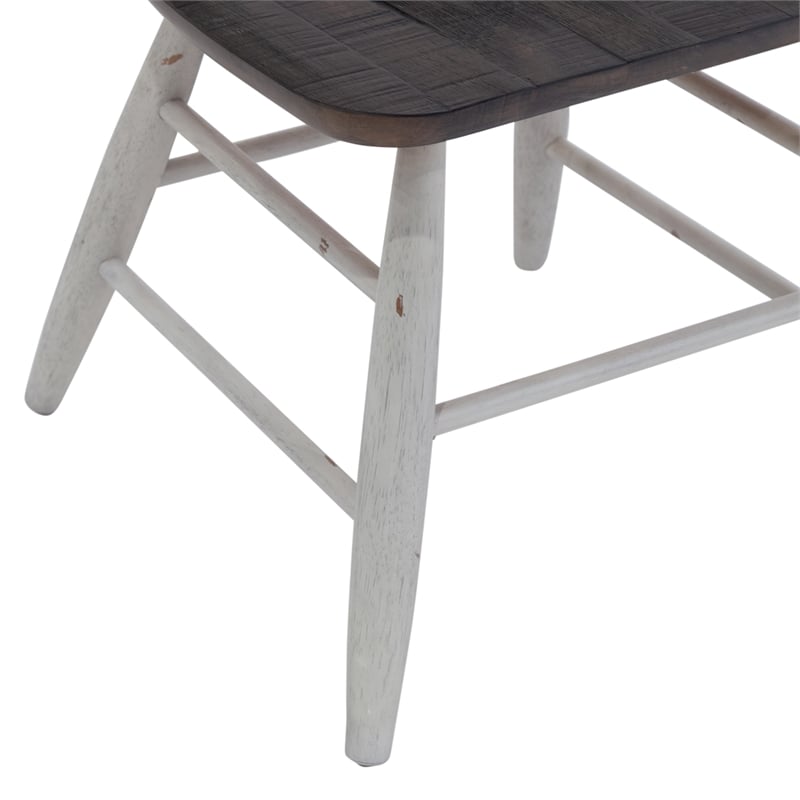 Farmhouse Transitional Rubberwood White Windsor Back Arm Chair