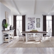 Farmhouse White 5 Piece Trestle Table Set