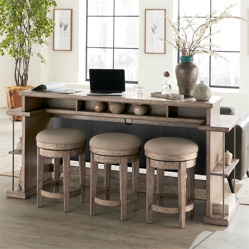 Liberty Furniture City Scape 4-Piece Wood Console Table Set in Burnished Beige