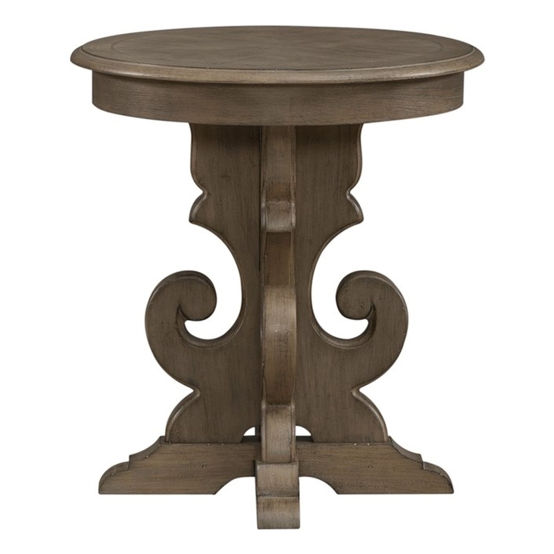 Magnolia Manor Round End Table - Weathered Bisque Finish
