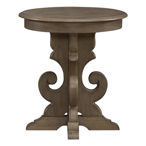 Magnolia Manor Round End Table - Weathered Bisque Finish