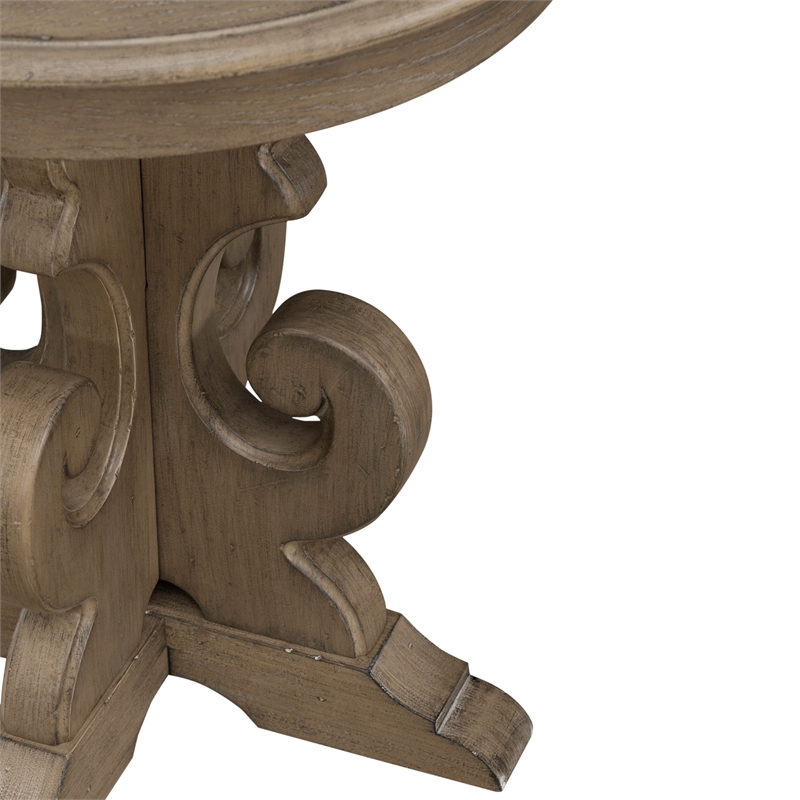 Magnolia Manor Round End Table - Weathered Bisque Finish