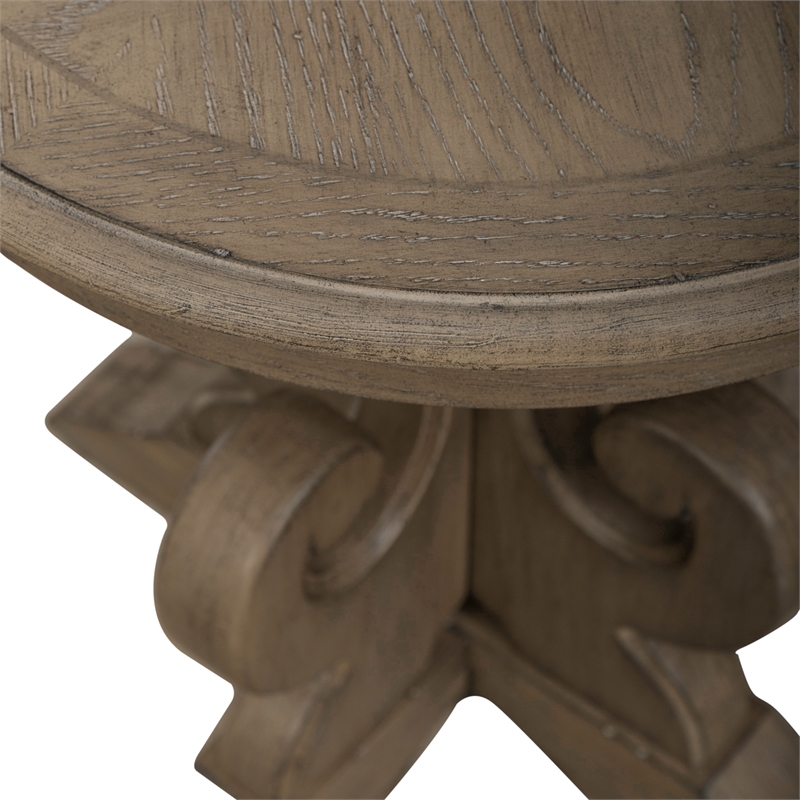Magnolia Manor Round End Table - Weathered Bisque Finish