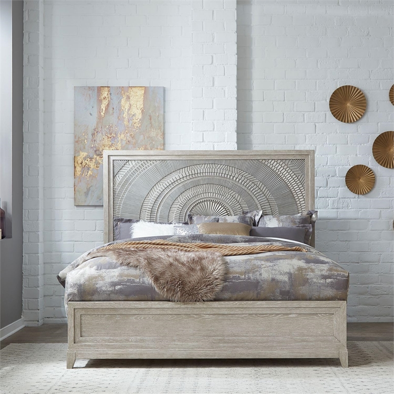 Belmar King California Upholstered Bed in Washed Taupe