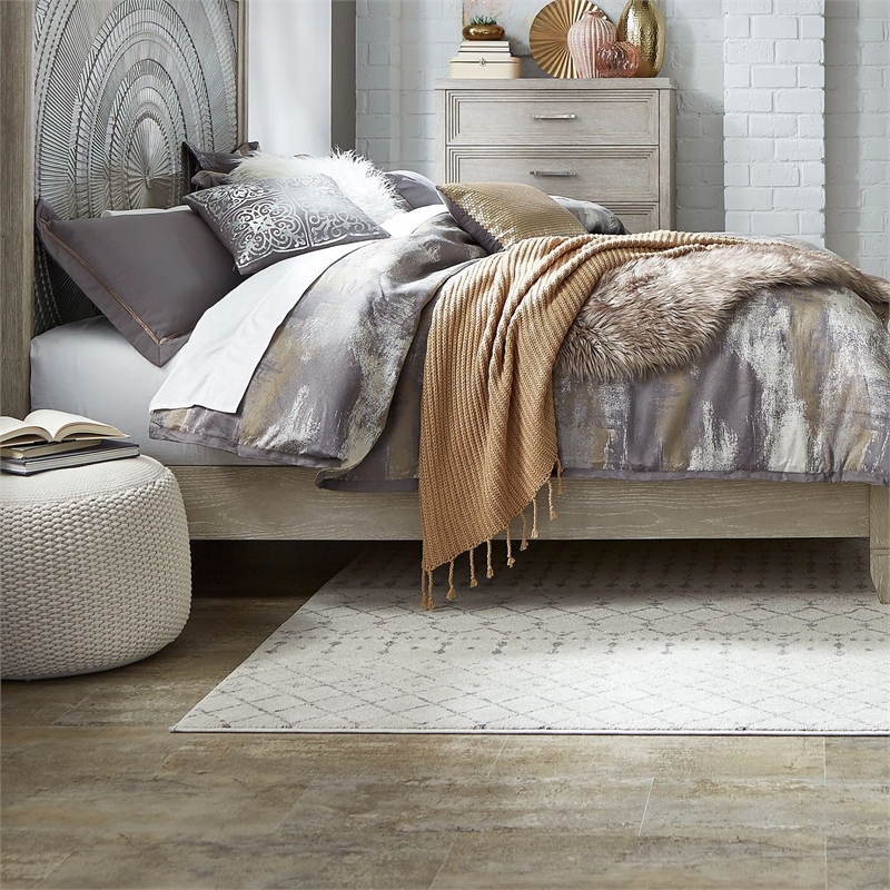 Belmar King California Upholstered Bed in Washed Taupe