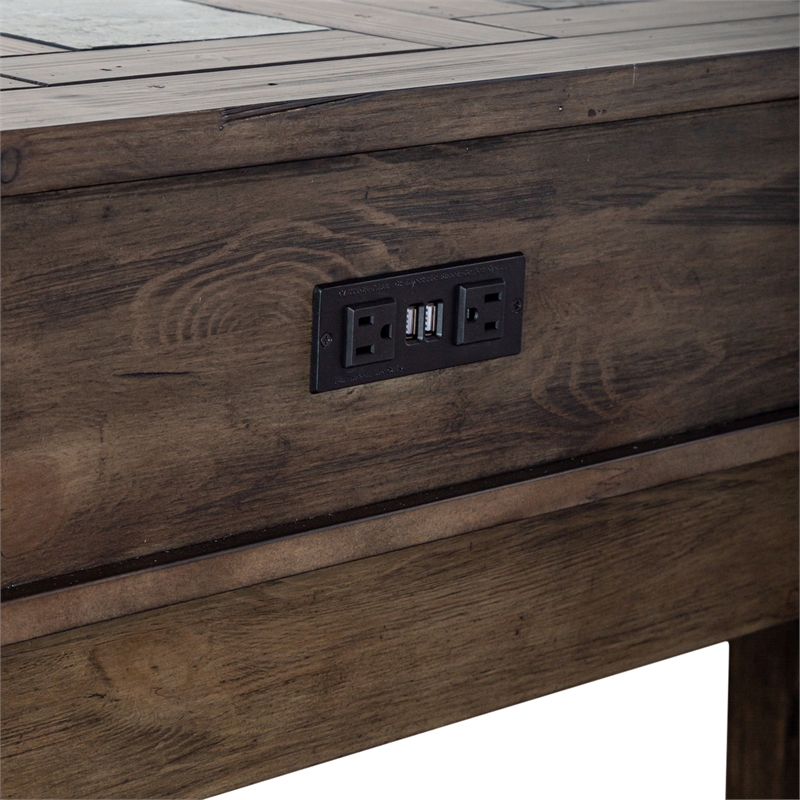 Liberty Furniture Arrowcreek Console Bar Table in Weathered Stone