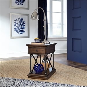 Tribeca Drawer Chair Side Table in Brown