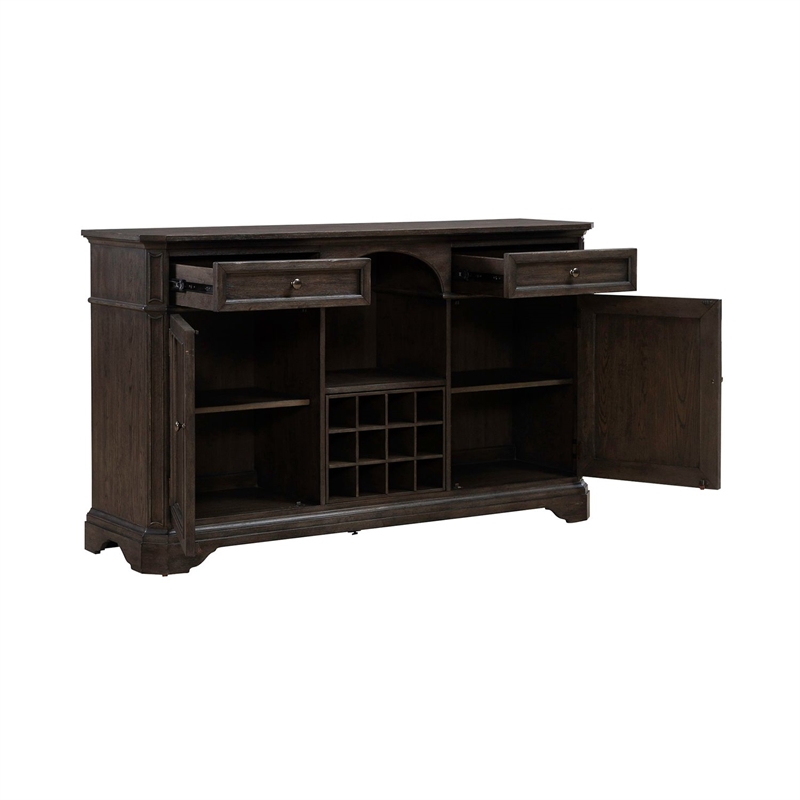 Liberty Furniture Grant Park Rubber Wood Wine Buffet in Cappuccino