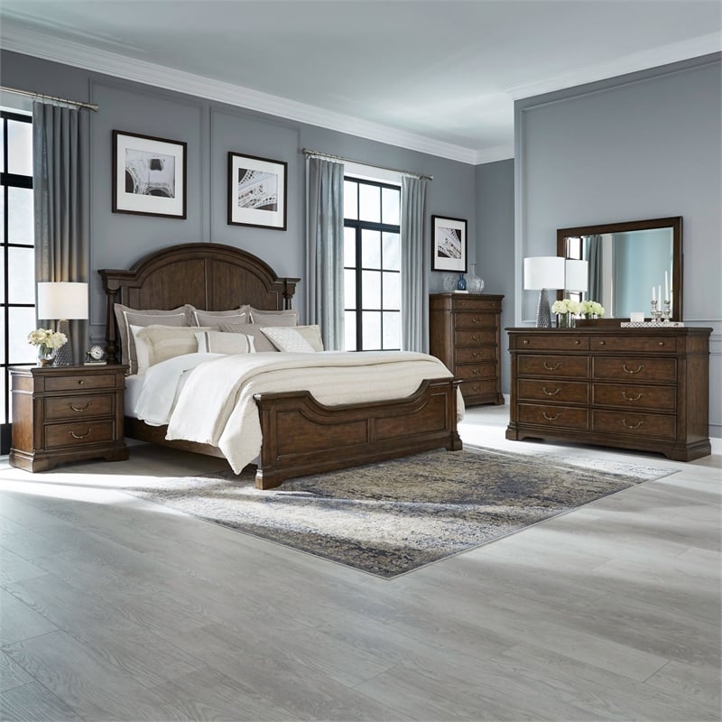 Liberty Furniture Arden Road Queen Poster Bed Dresser Mirror Chest Nightstand