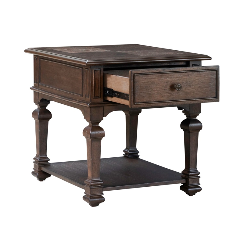 Liberty Furniture Providence Park Living Room Drawer End Table - Brown Hickory Wood