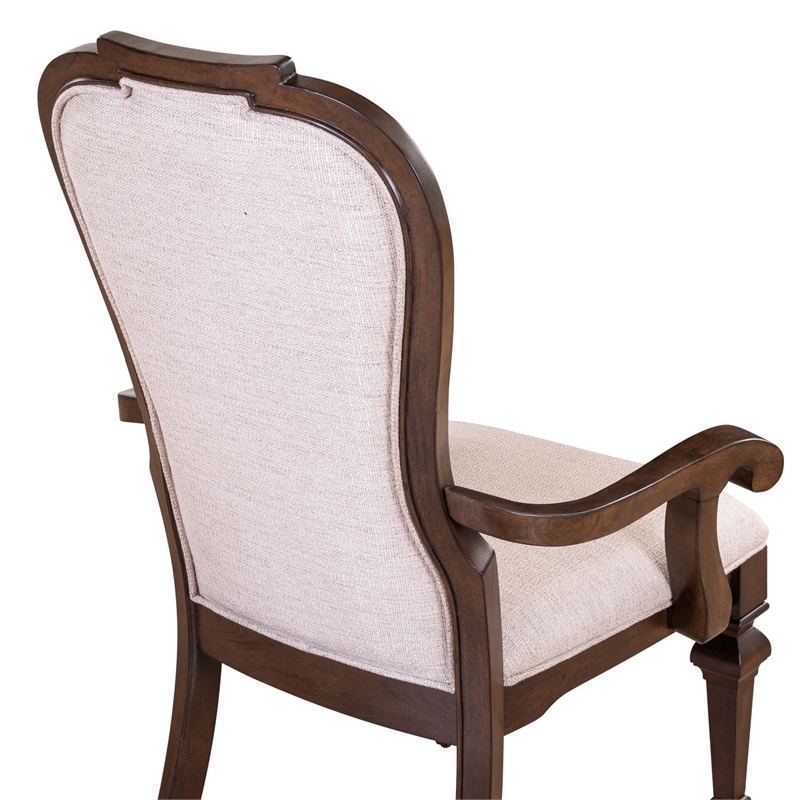 Liberty Furniture Providence Park Upholstered Arm Dining Chair Set of 2 Brown Wood