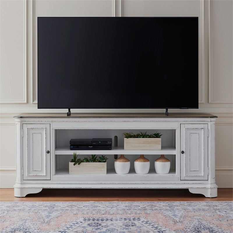Liberty Furniture Fireplace TV Consoles 82 Inch Fireplace TV Console - Brown
