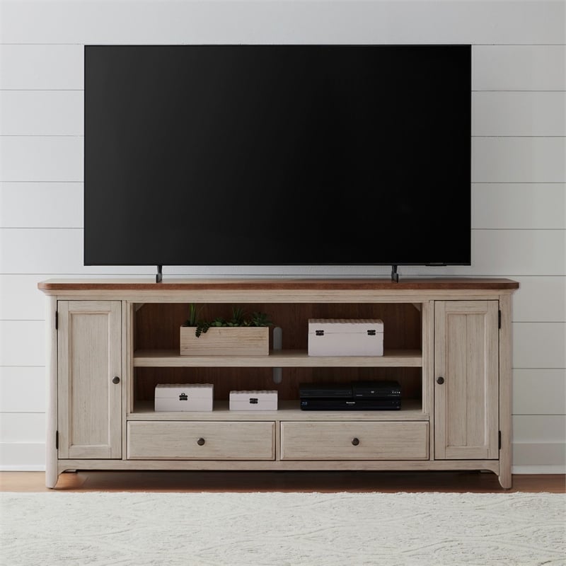 Liberty Furniture Fireplace TV Consoles 80 Inch Fireplace TV Console - Brown