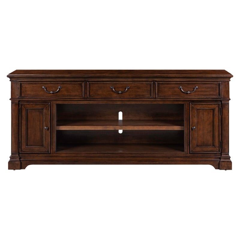 Liberty Furniture Fireplace TV Consoles 512 84 Inch Console w/ Fire FTS - Brown