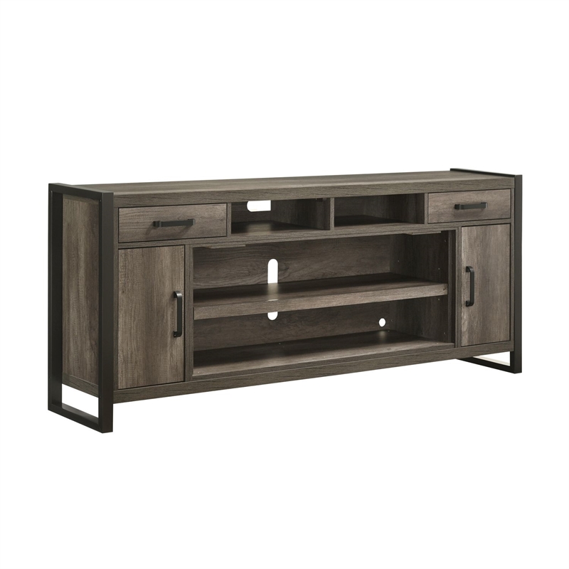 Liberty Furniture Fireplace TV Consoles 686 78 Inch Console w/ Fire FTS - Brown