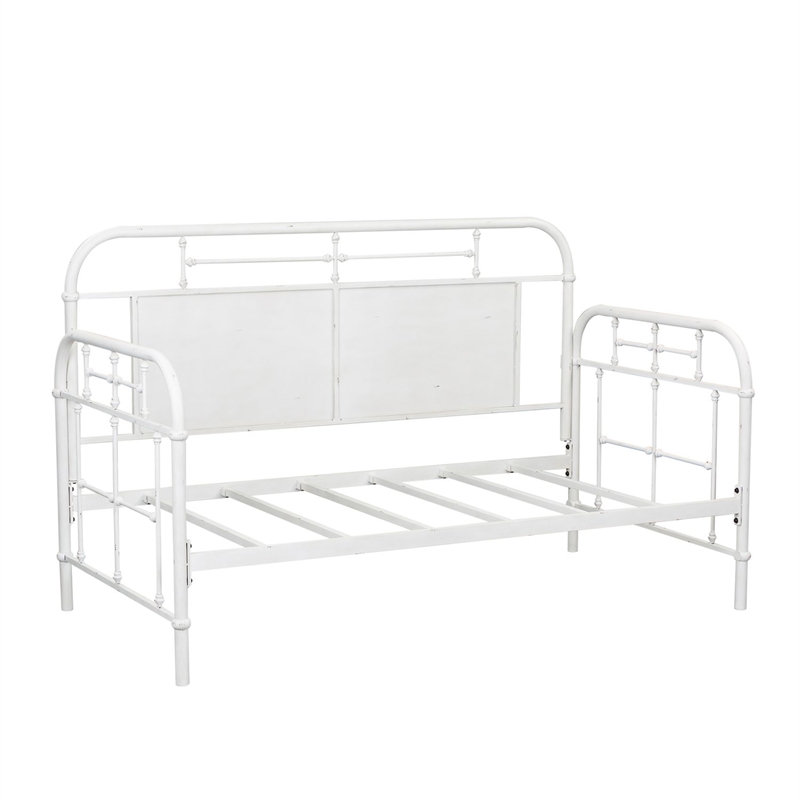Liberty Furniture Vintage Series Twin Metal Day Bed - Antique White - Black