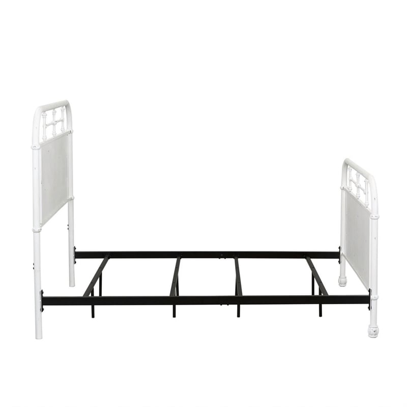 Liberty Furniture Vintage Series Full Metal Bed - Antique White - Black
