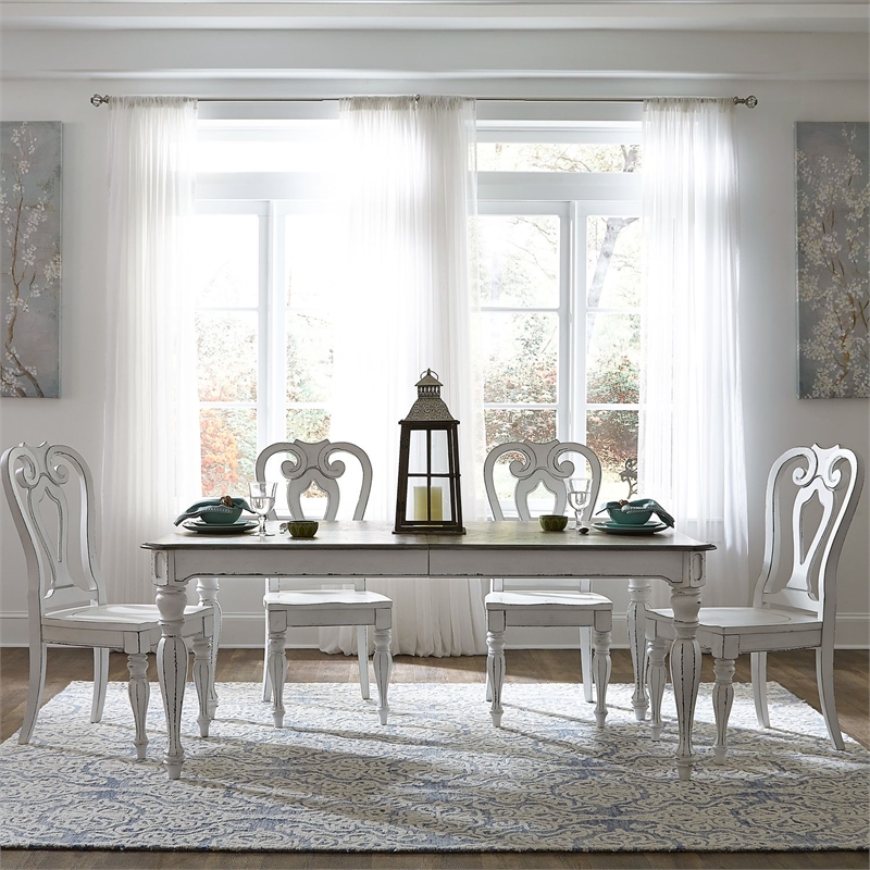 Liberty Furniture Magnolia Manor Opt 5 Piece Leg Table Dining Room Set - White