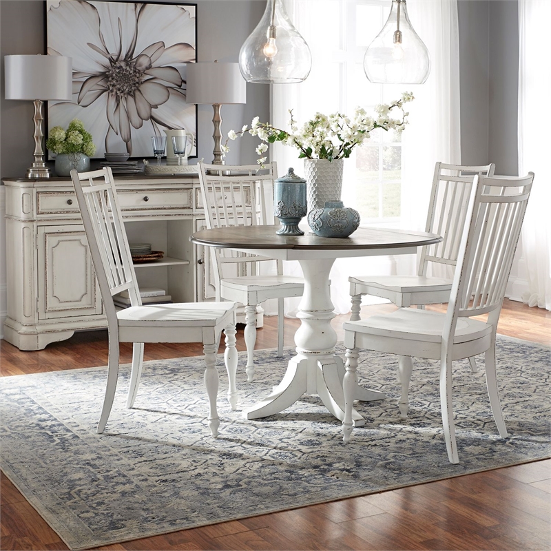 Liberty Furniture Magnolia Manor Opt 5 Piece Drop Leaf Dining Table Set - White