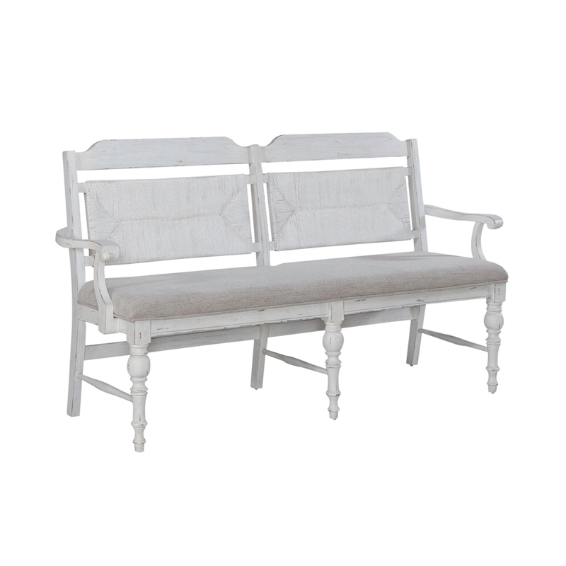 Liberty Furniture River Place Panel Back Bench for Dining Room - White