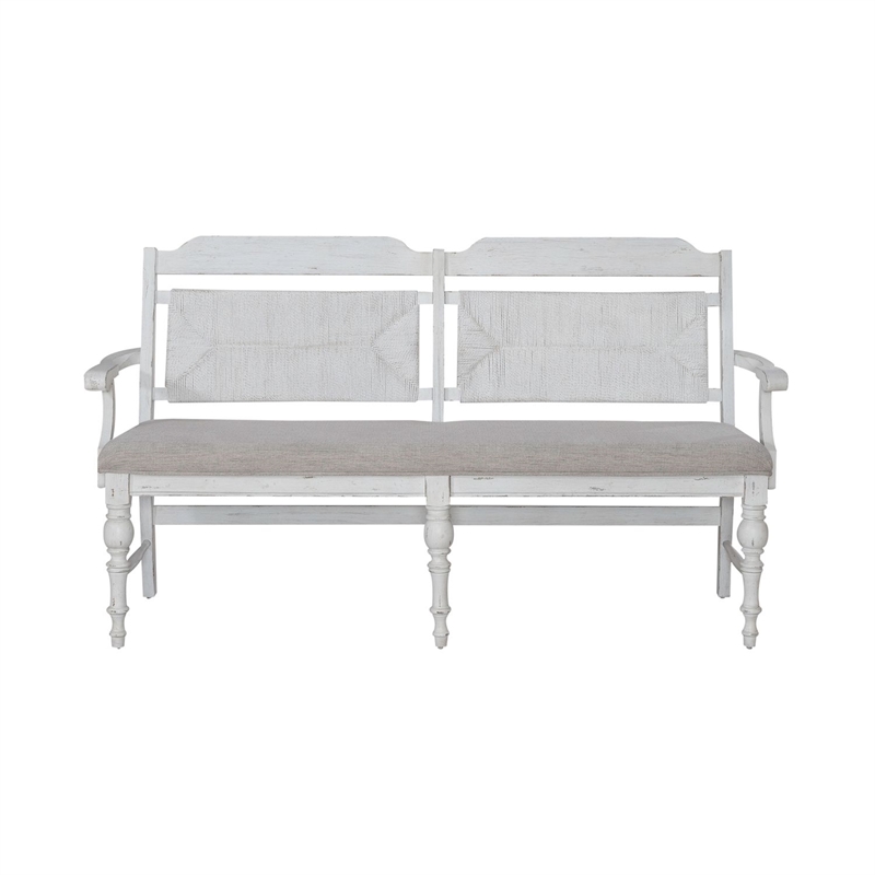 Liberty Furniture River Place Panel Back Bench for Dining Room - White