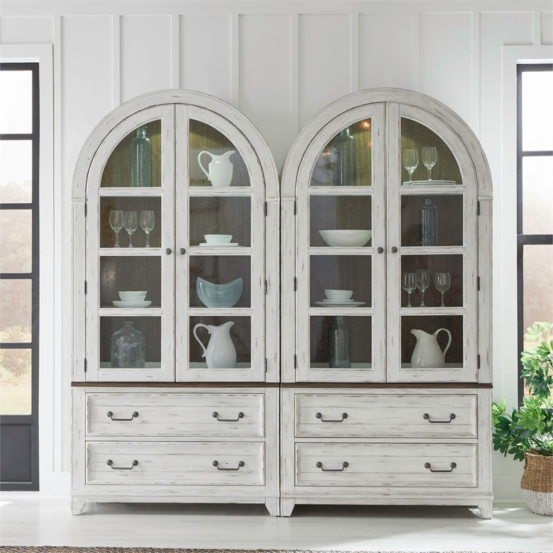 Liberty Furniture River Place Bunching Curio Cabinet Set Dining Storage White