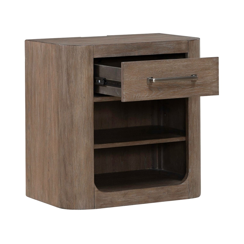 Liberty Furniture South Bend Open Nightstand with Charging Station - Brown
