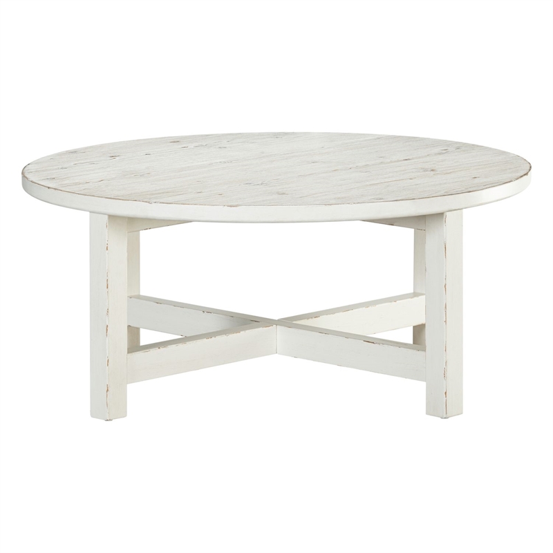 Liberty Furniture Backroads Round Cocktail Table - White W42 x D42 x H18
